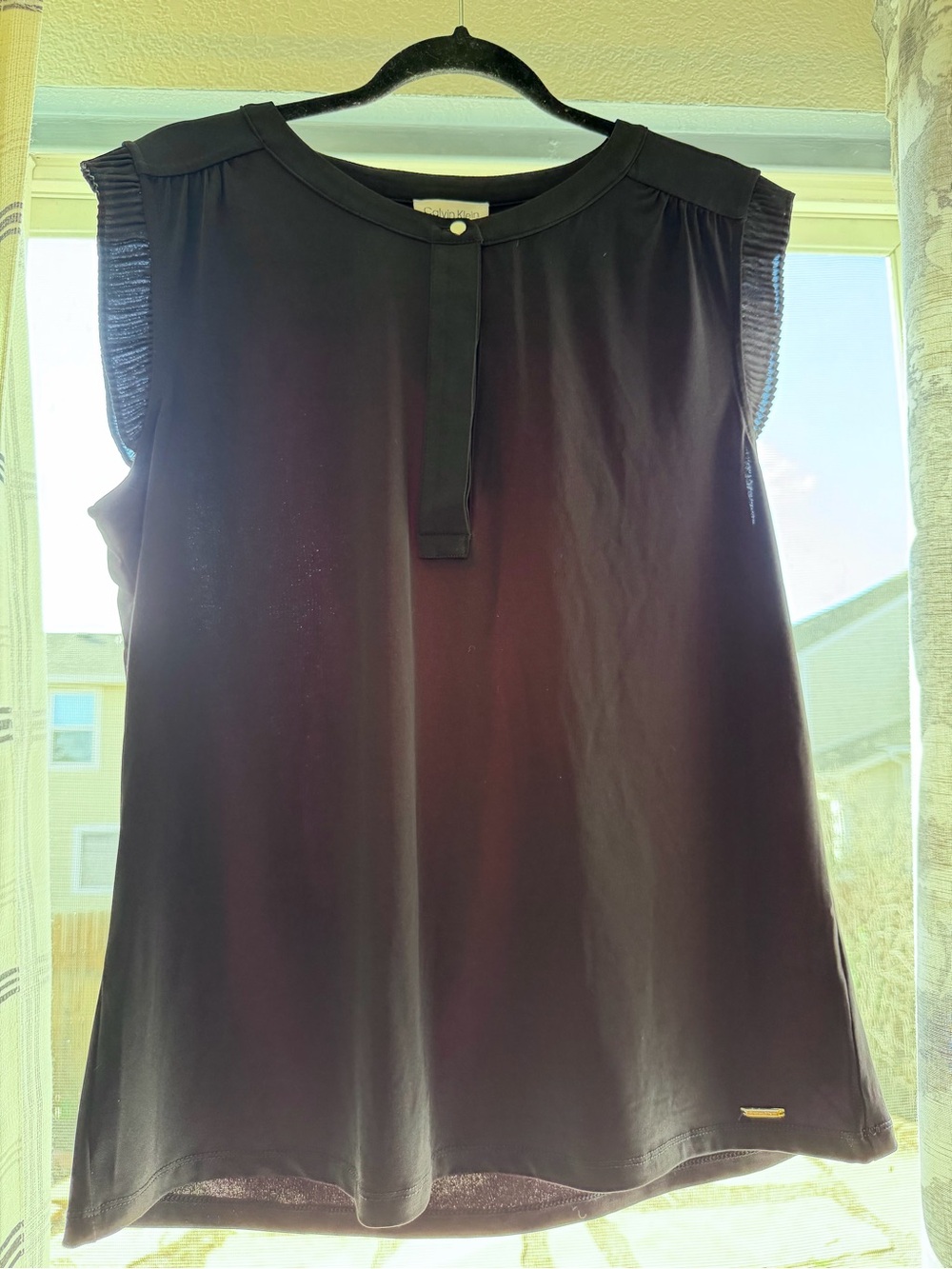 Calvin Klein Black Sleeveless Henley Camisole